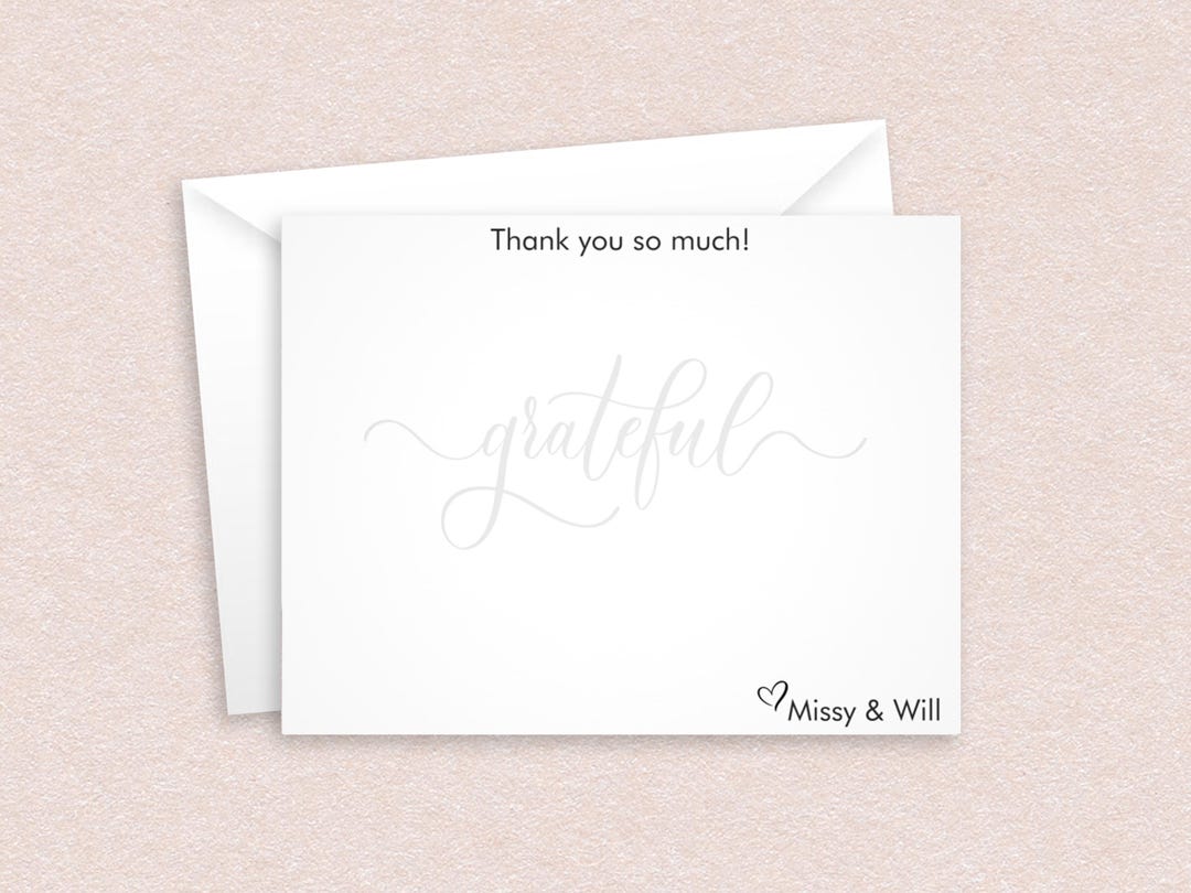 Thank You Cards With Name // Personalized Notecards // Flat Note Card ...