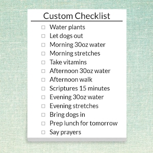 Custom Checklist Notepad // 50 sheets per stack 4"x5.5" size // To-do List, Personalized, Check Boxes, Stationery Organization
