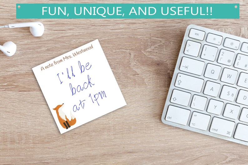 Personalized Sticky Notes Fox Design // 3x3 Inch With 50 Notes per Pad ...
