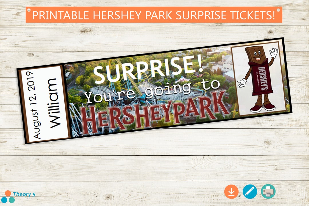 Printable and Editable Tickets to Hershey Park // Adobe Editable PDF