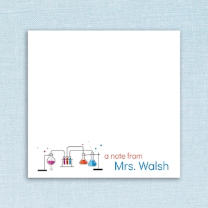 Personalized Sticky Notes Science Design // 3x3 inch with 50 notes per pad // teacher gift idea customizable science teacher stationery fun