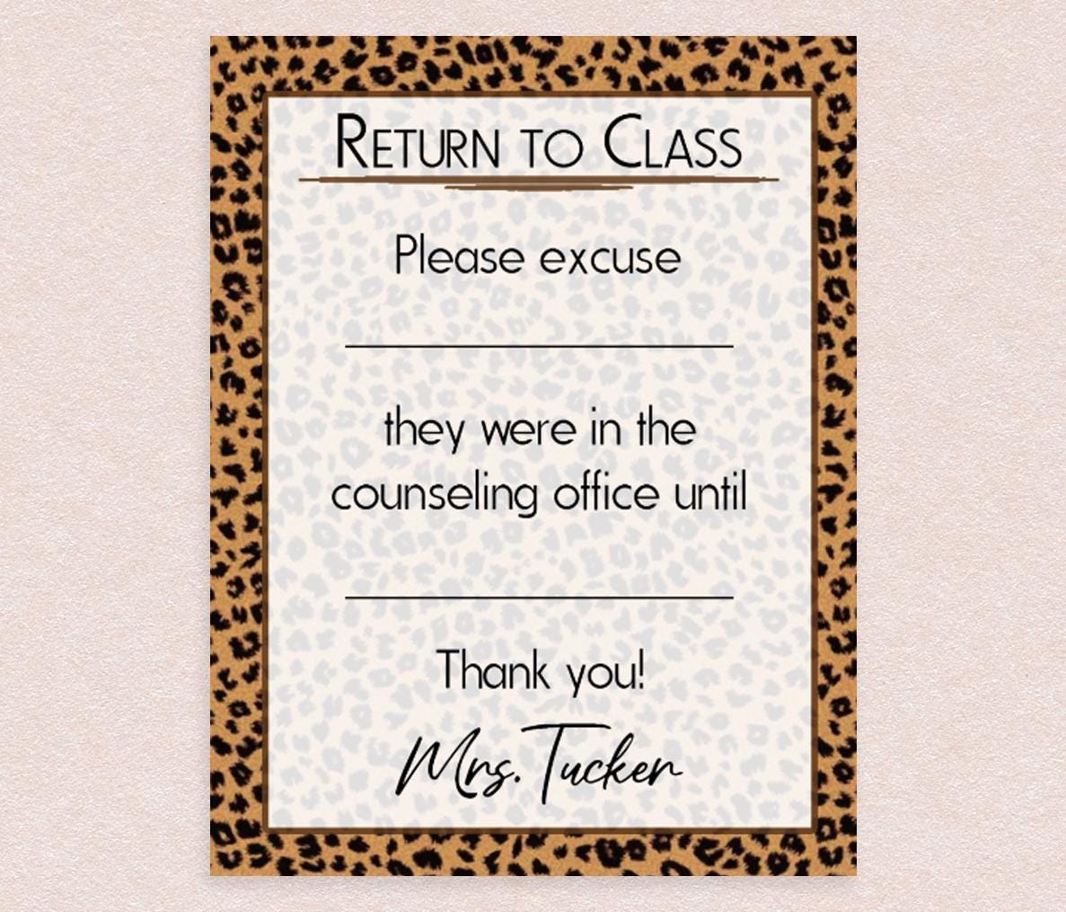 Counseling Office Notepad // personalized, cheetah prints counselors 50 sheets per pad stationery teacher gift idea psychologist return slip