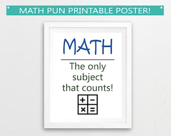 Math Pun Printable Poster // Math Classroom Decor, math jokes, JPG, education, teacher gift idea, teacher appreciation, mathematics funny