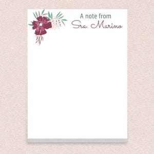Blocs-notes personnalisés / 50 feuilles par pile, 4 x 5,5 po., idée cadeau en vrac, appréciation du professeur, papeterie personnalisée, motif floral rouge fantaisie