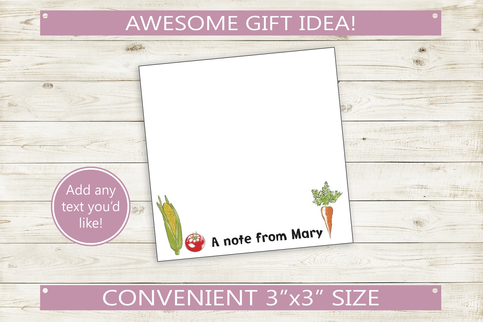 Vegetable Notelets Custom Vegetable Sticky Notes // Garden Design, Personalized Text ...