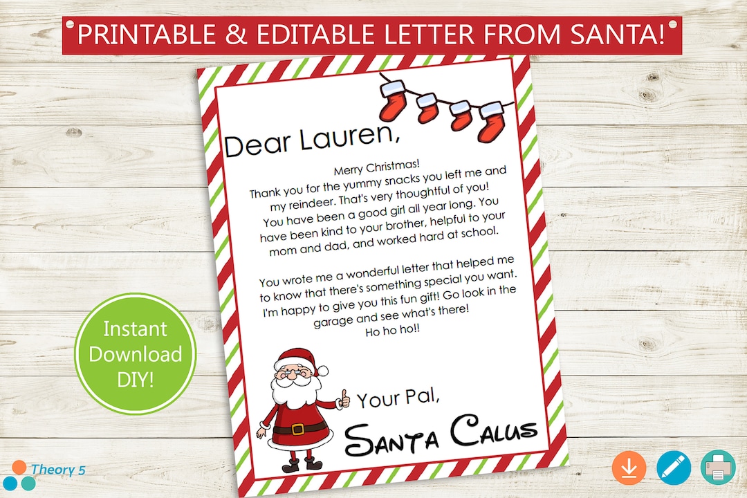 Editable and Printable Letter From Santa Claus // Print From Home ...