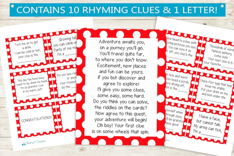 Printable Treasure Hunt Clues - Etsy