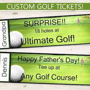 Druckbare und bearbeitbare Golf Tickets // Adobe PDF Überraschung anpassbar Golfkurs Pass Stub Geburtstagsgeschenk benutzerdefinierte DIY Überraschung Geschenkidee