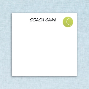 Custom Tennis Sticky Notes // personalized gift idea for coworker, teacher appreciation, friend, coach's gift, paper stick notes stack of 50