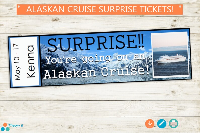 Printable and Editable Alaskan Cruise Tickets Adobe Editable - Etsy