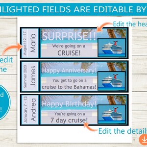 Printable and Editable Cruise Tickets! Adobe Editable PDF, Trip Reveal ...