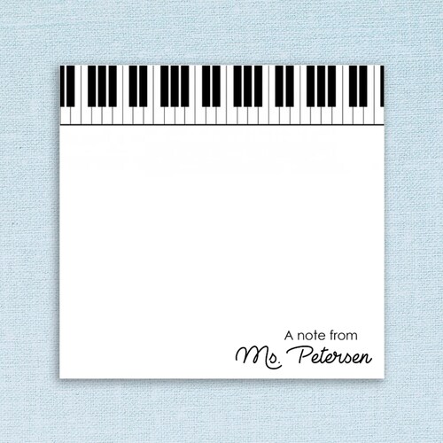Custom Music Sticky Notes // fun piano keyboard design, gift idea, customizable, teacher appreciation, name gift, note pad paper stick notes