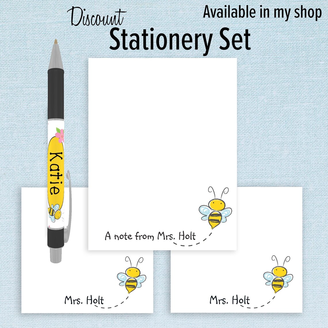 Custom Bee Teacher Sticky Notes // Gift Idea Customizable Teacher ...