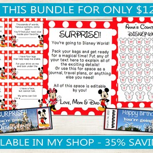 May include: A printable Disney World countdown calendar with a red and white polka dot background. The calendar features Mickey Mouse and the text "Anna's Countdown to Disney World!"  The calendar is designed to help count down the days until a trip to Disney World.