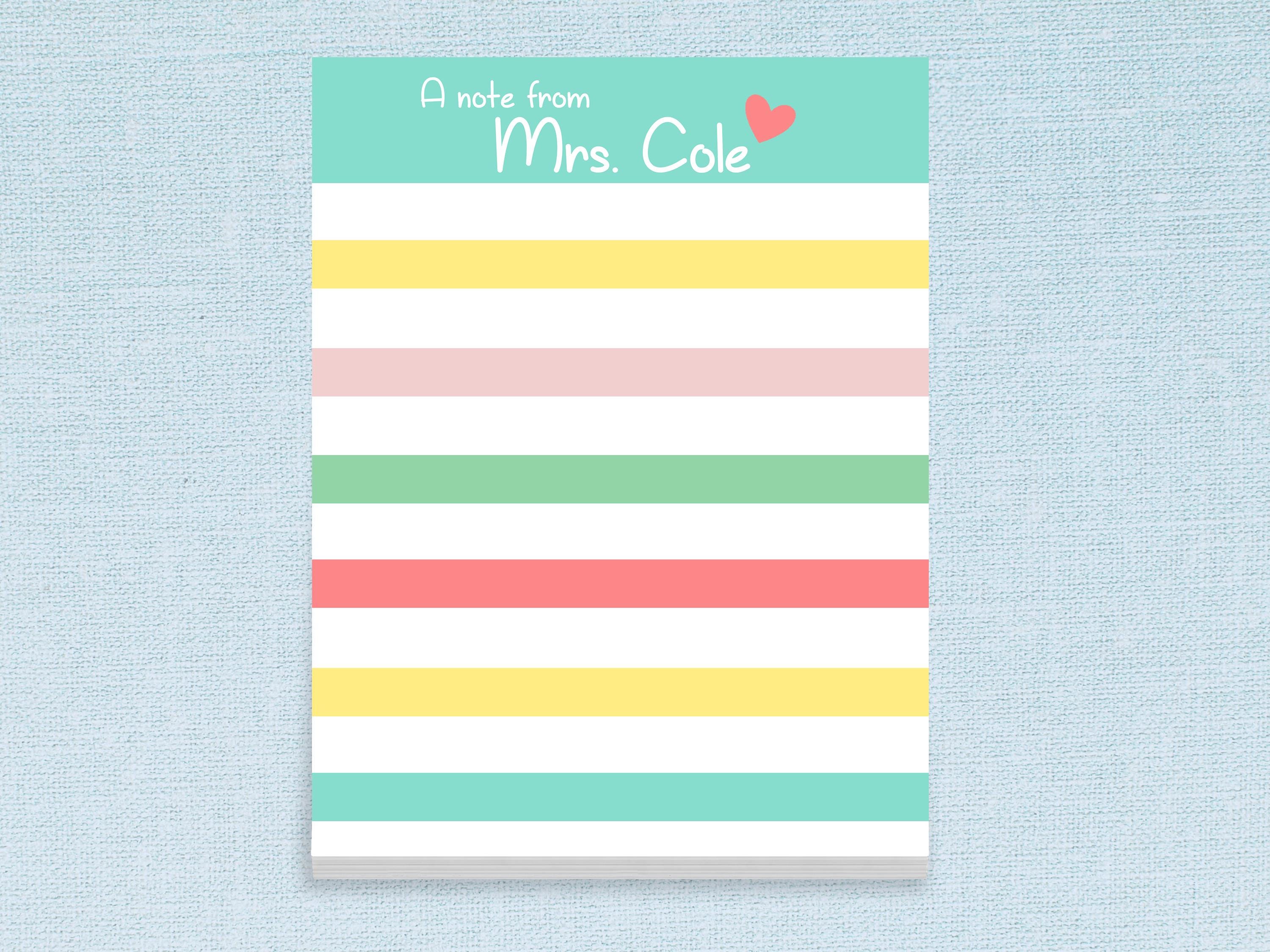 Custom Notepad Colorful Stripes With Personalized Name // 50 Sheets per ...