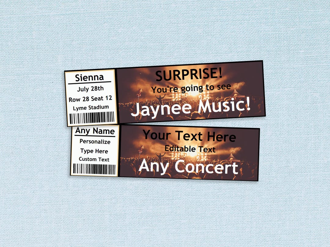 SURPRISE Concert Tickets // Adobe Reader Editable PDF // Instant ...