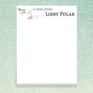 Custom Notepad with Paper Airplane Design // 50 sheets per stack, 4"x5.5" size // gift idea teacher appreciation personalized stationery