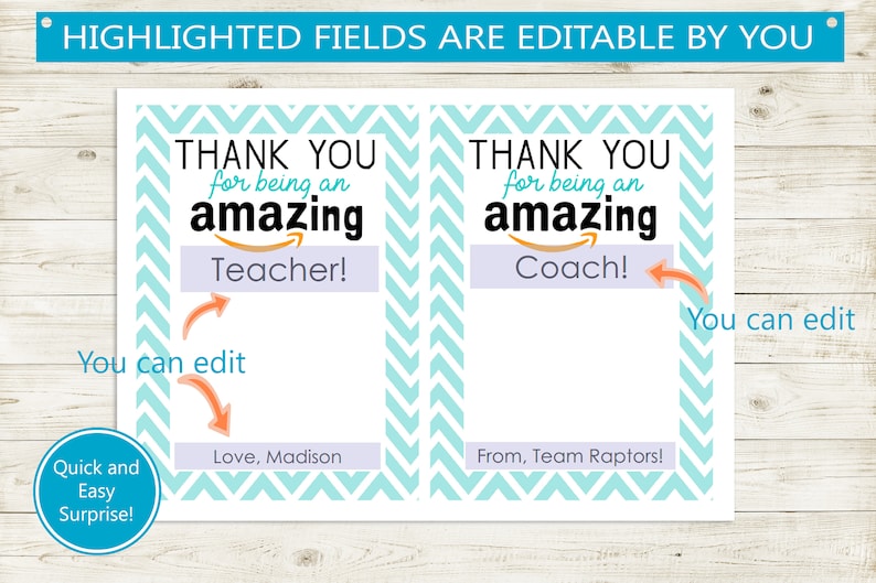 Editable and Printable Amazon Gift Card Holder // Teacher