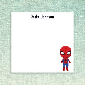 Custom Super Sticky Notes // Personalized gift idea for coworker, friend, teacher appreciation, paper 3"x3", hero, teacher, red, character