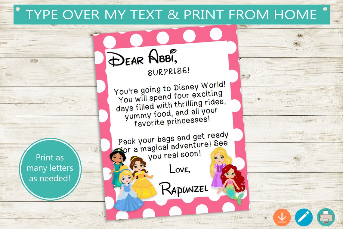 Trip reveal letter adobe editable pdf vacation world etsy