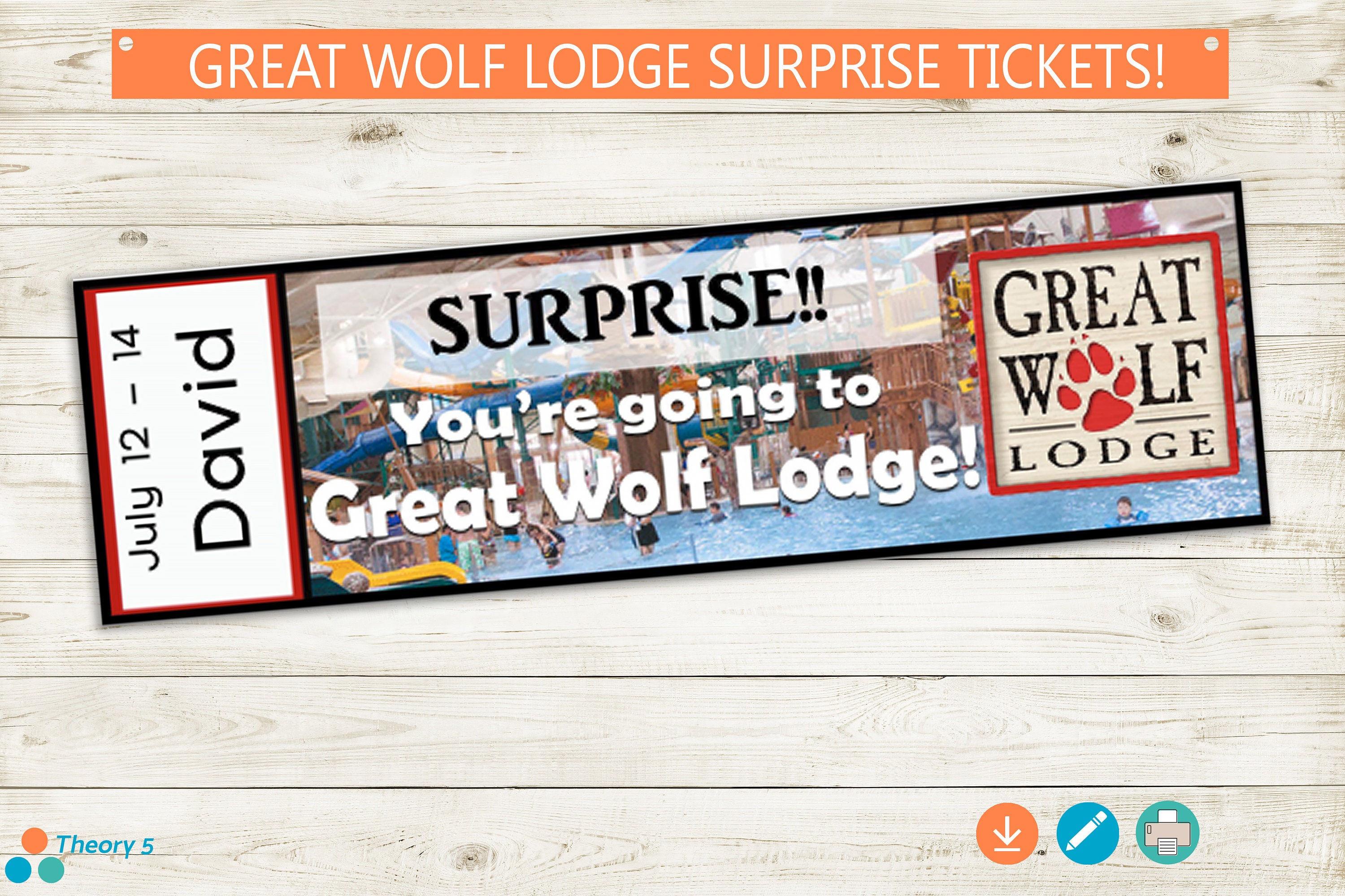 Great Wolf Lodge Surprise Trip Reveal Tickets // Adobe Etsy