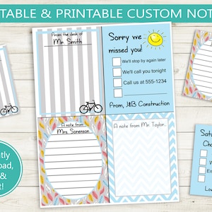 Editable PDF Printable Notes // 4 Designs on One 8.5x11 PDF Page ...