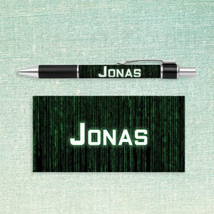 Stylo Techy personnalisé // Stylo à bille à encre noire avec nom personnalisé et design programmeur // idée cadeau remerciement pour professeur, ASCII, geek nerd