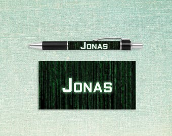 Custom Techy Pen // Black ink ballpoint pen with personalized name and programmer design // gift idea teacher appreciation, ASCII, geek nerd