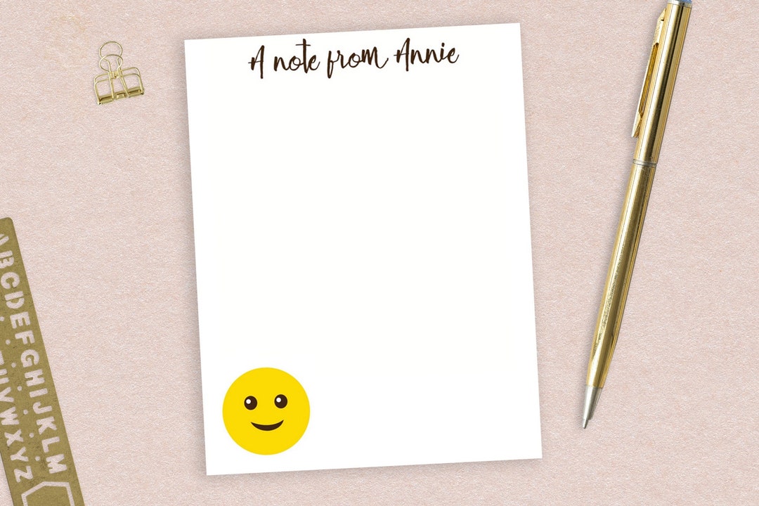 Custom Notepad With Smiley Face Design and Personalized Text Etsy