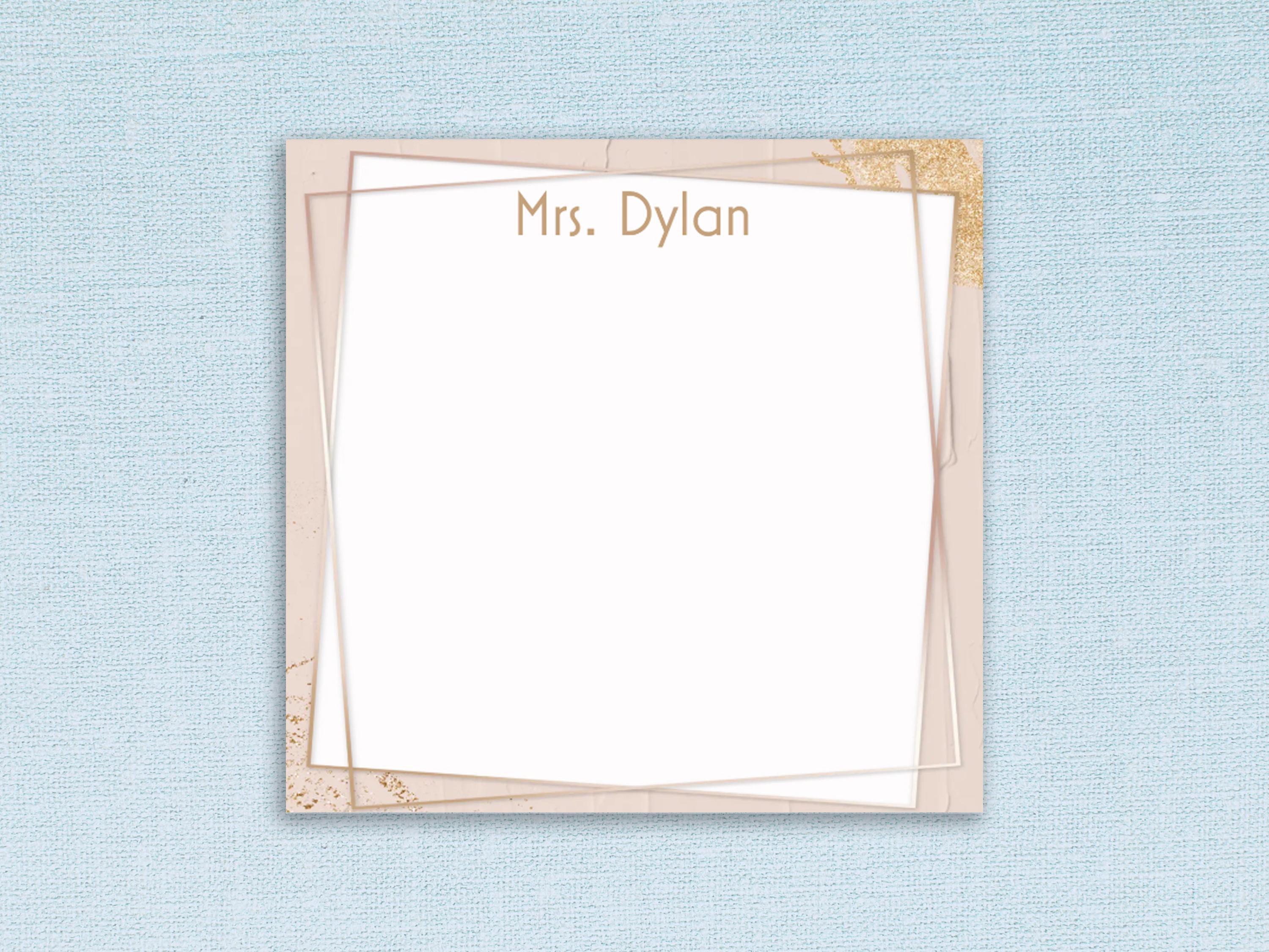Personalized Sticky Notes // Modern Gold & Pink Design With Custom Name ...
