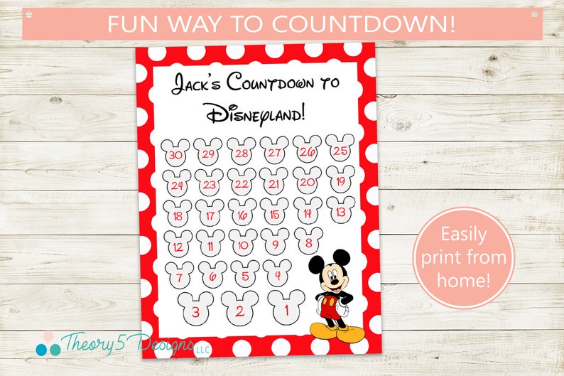 Disney Vacation Countdown Printable // Editable PDF // Instant - Etsy