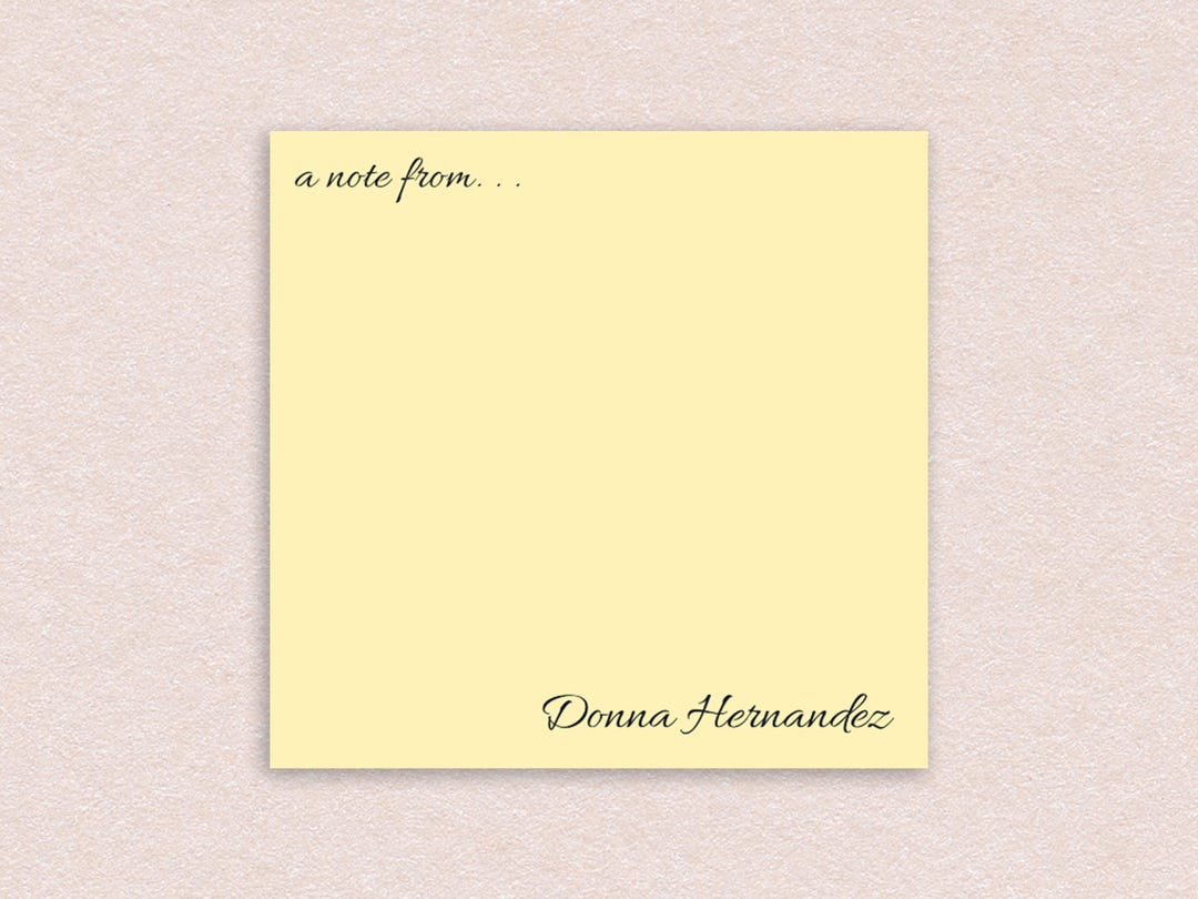Personalized Sticky Notes // Yellow Paper Cursive Font // 3x3 Inch With ...