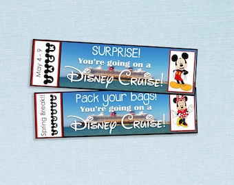 Aangepaste cruisetickets afdrukbaar en bewerkbaar // Adobe-bewerkbare pdf // reisonthullingstickets, verrassing, vakantie, personage DIY-cadeau-idee
