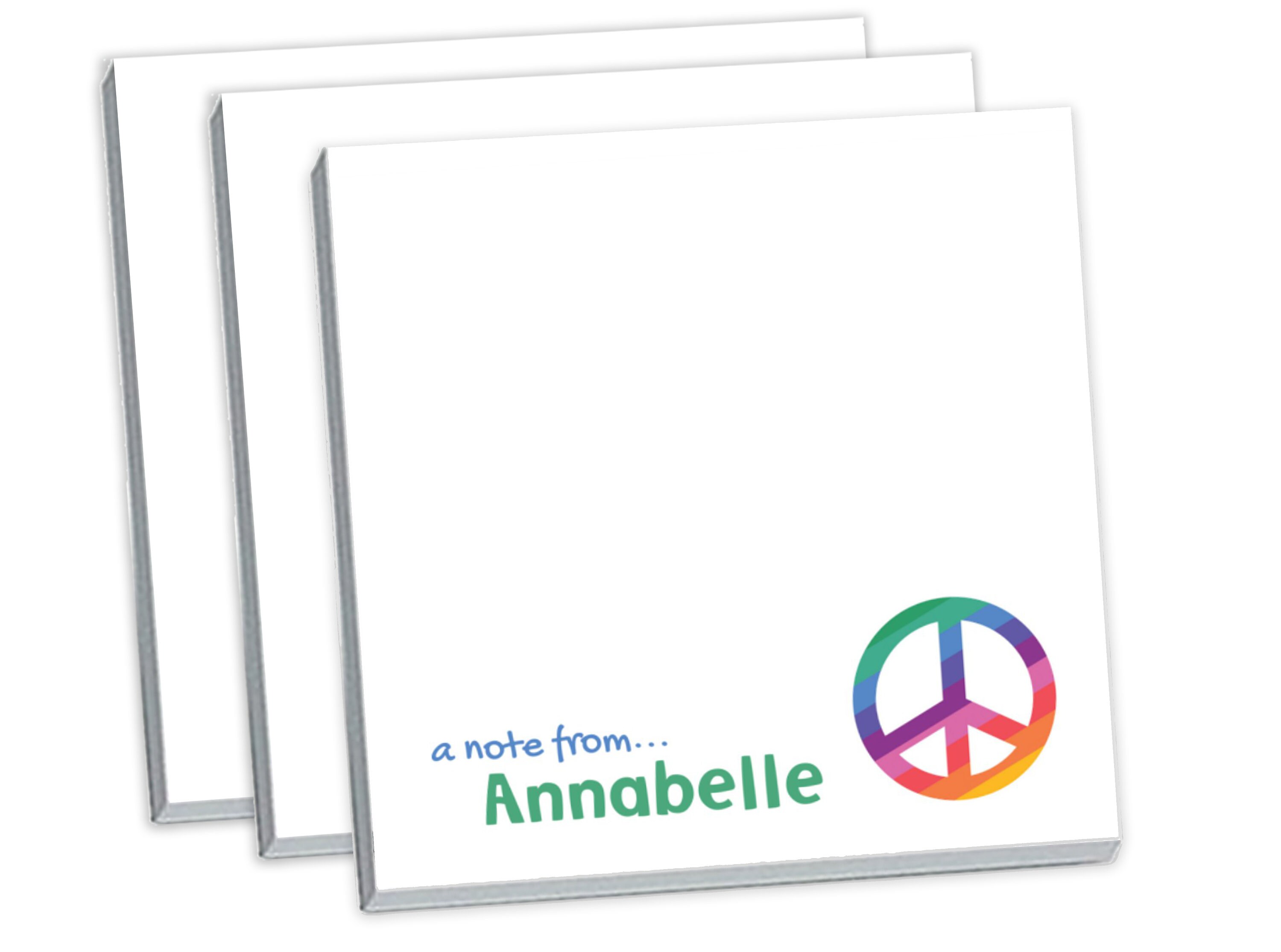 Peace Sticky Notes Personalized Sticky Notes // Peace Sign Hippy Colorful Design With ...