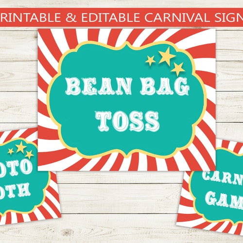 Carnival Party Concession Stand Sign Printable Circus - Etsy