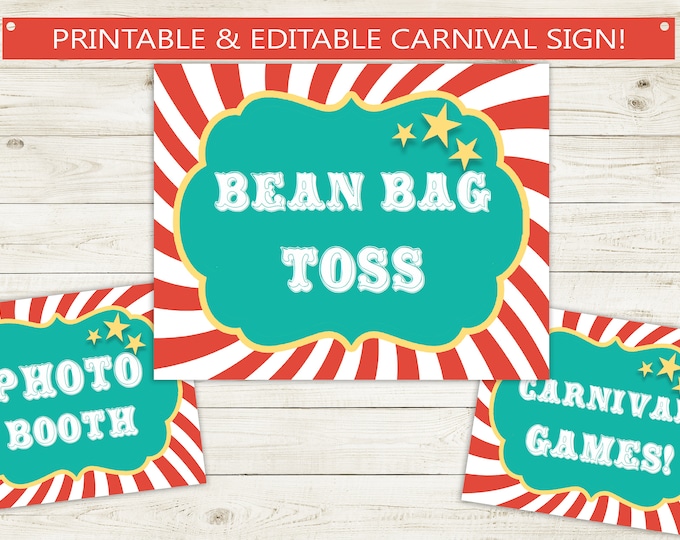 Carnival Games Sign Printable Circus Sign Carnival Party - Etsy