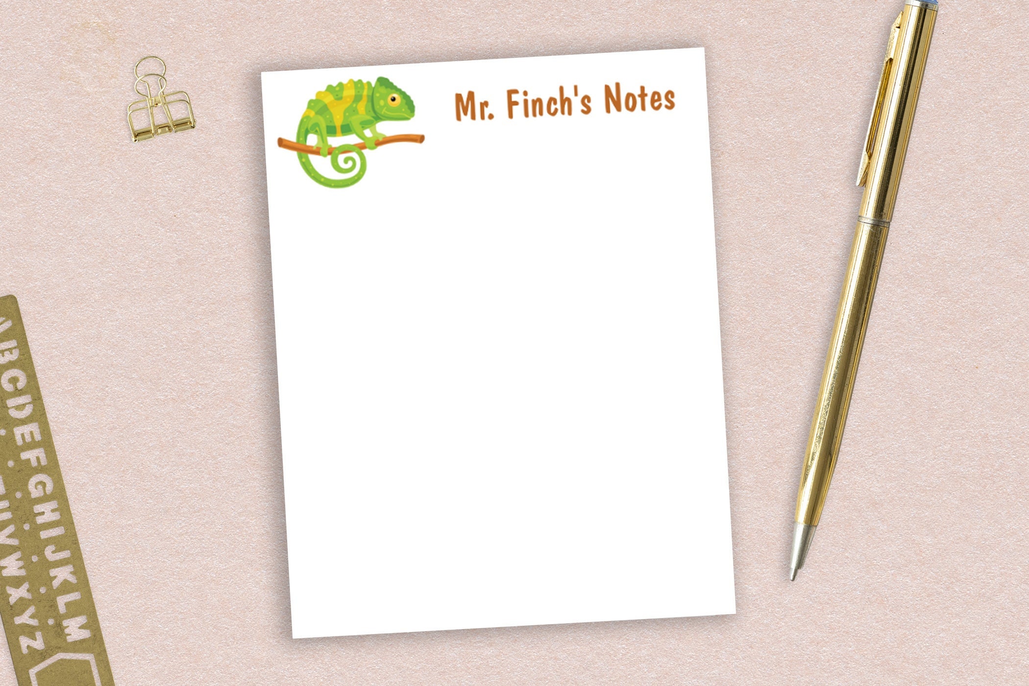 Personalized Notepad With Chameleon Design and Custom Text // 50 Sheets ...