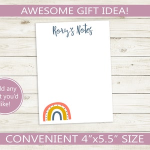 Personalized Notepad With Rainbow Design and Custom Name // 50 Sheets ...