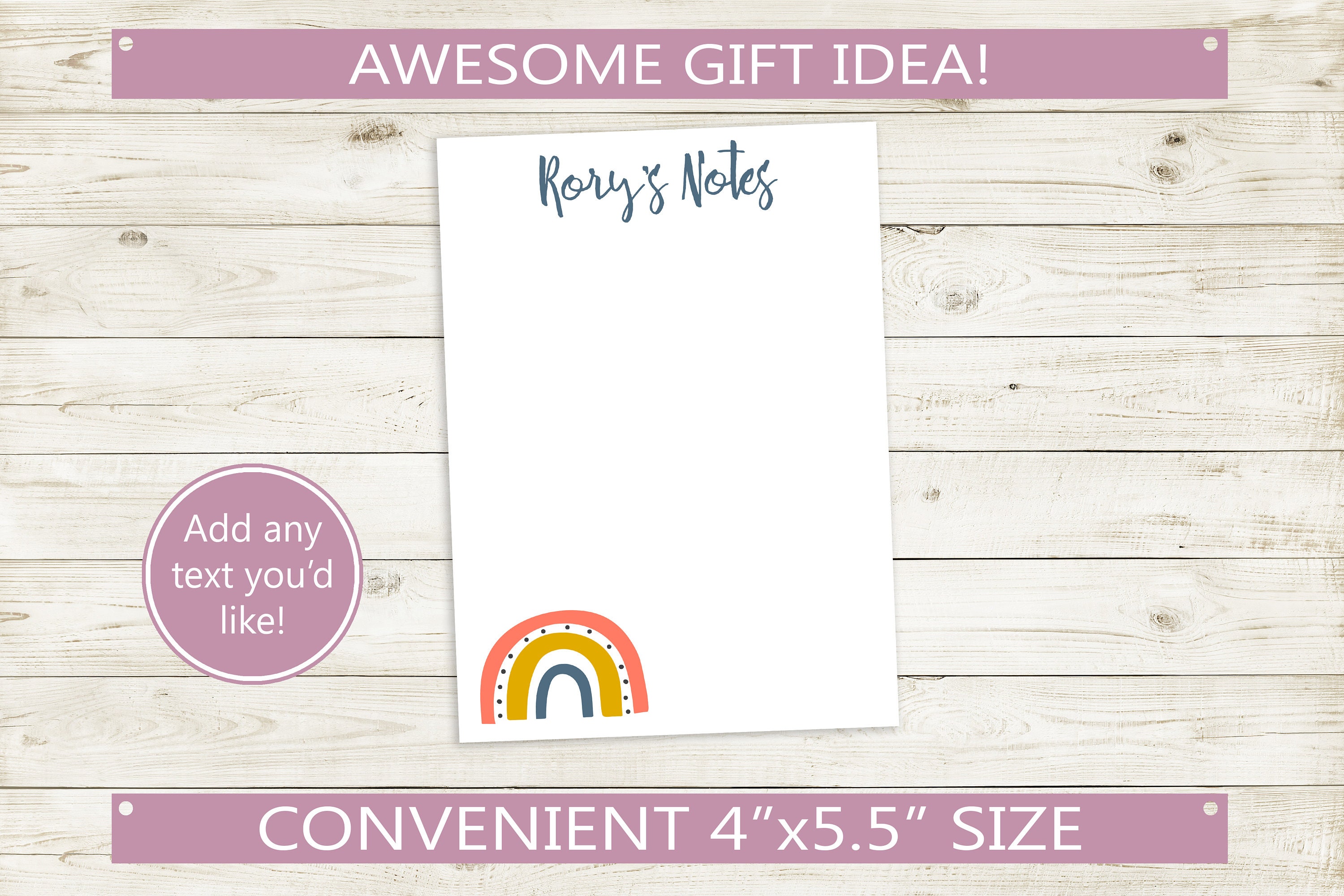 Personalized Notepad With Rainbow Design and Custom Name // 50 Sheets ...