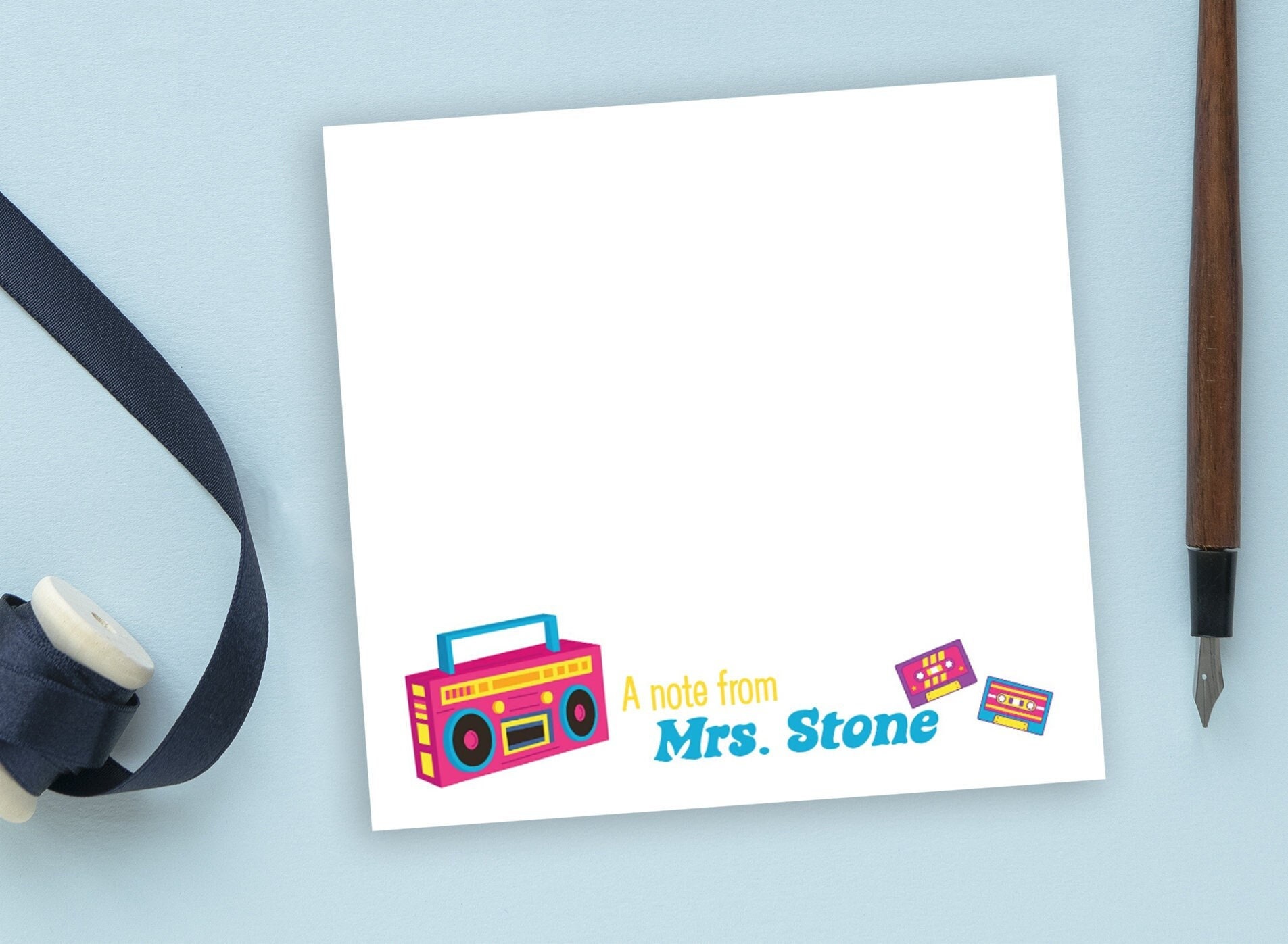 Retro Style 80s Sticky Notes With Cassette Tape Design and Custom Name ...