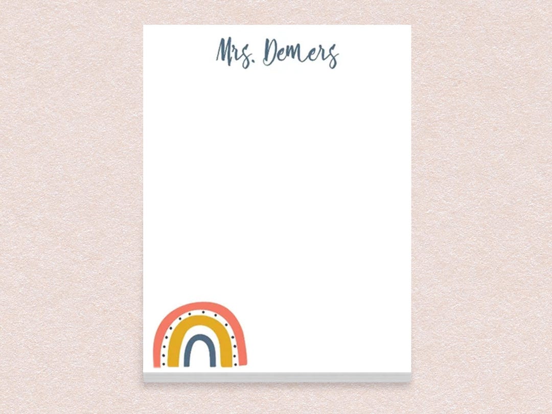 Personalized Notepad With Rainbow Design and Custom Name // 50 Sheets ...