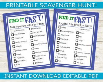 Virtual Scavenger Hunt // Printable and Editable PDF // | Etsy