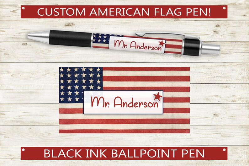 Custom American Flag Pen // Black Ink Ballpoint Pen With - Etsy