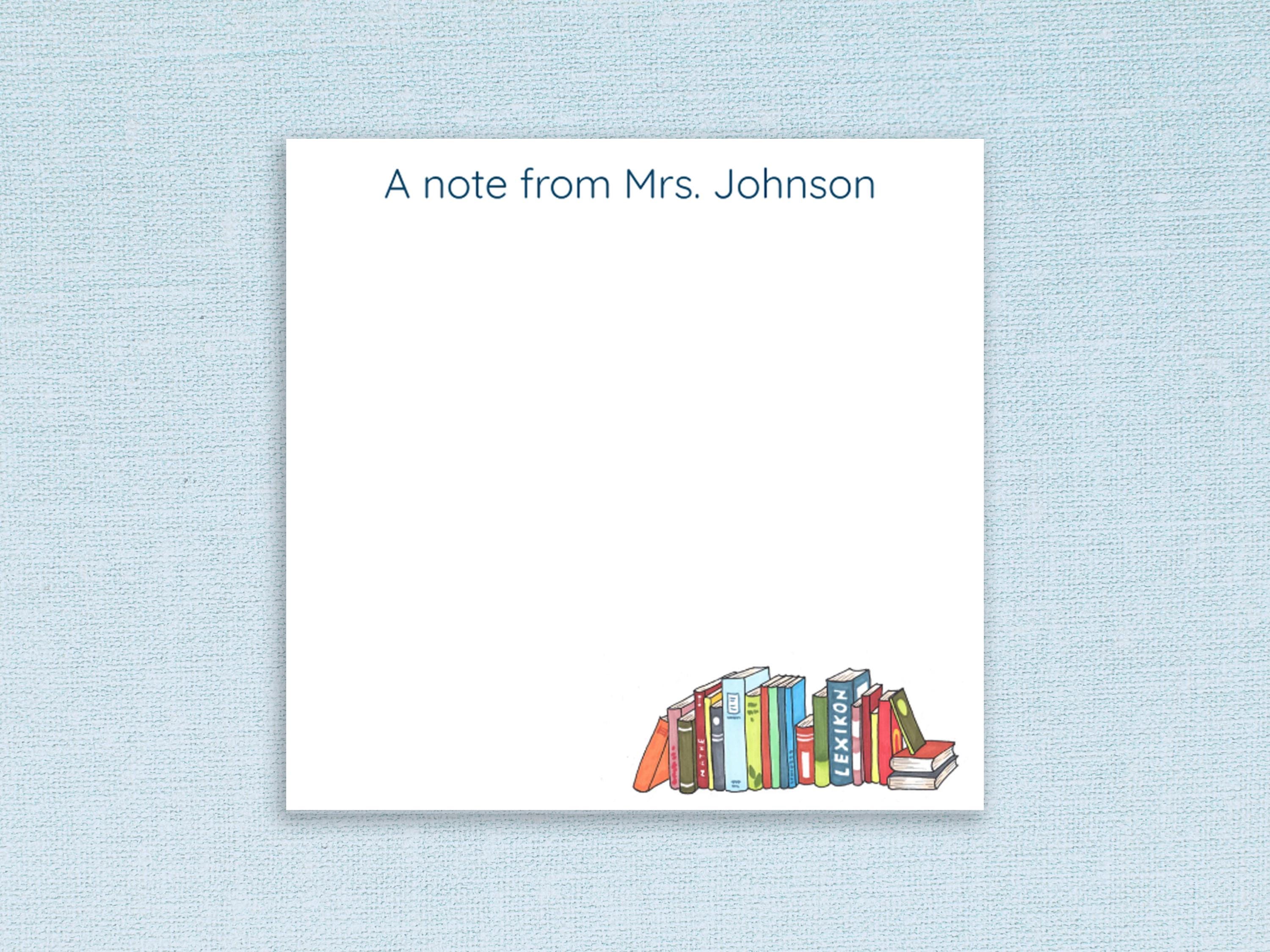 Personalized Sticky Notes With Book Design and Custom Text // 3"x3 ...