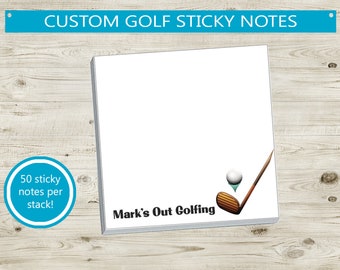 Custom Golf Sticky Notes // personalize gift idea for coworker, teacher appreciation, friend coach's gift paper 3x3 stick notes stack of 50