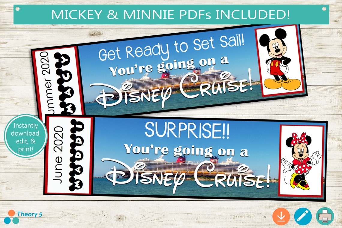Disney Cruise Tickets Printable and Editable // Adobe Editable Etsy