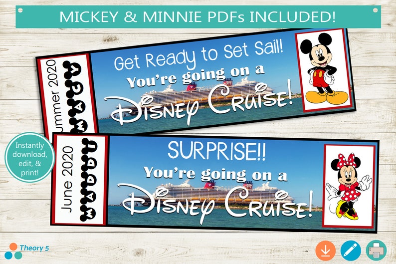 disney cruise tickets printable and editable adobe editable etsy