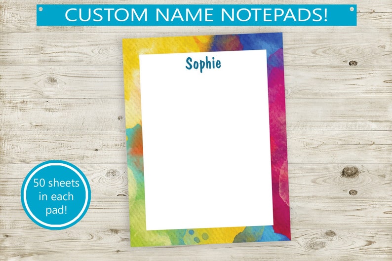 Custom Notepad With Custom Text and Colorful Design // 50 - Etsy