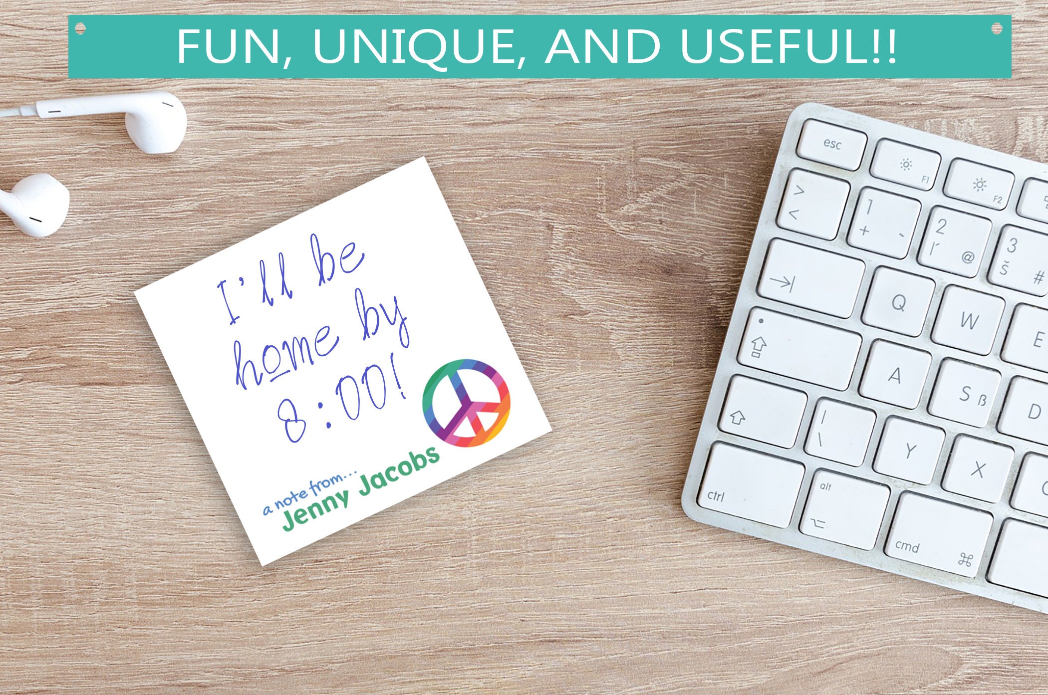 Peace Sticky Notes Personalized Sticky Notes // Peace Sign Hippy Colorful Design With ...