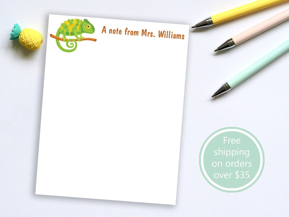 Personalized Notepad With Chameleon Design and Custom Text // 50 Sheets ...